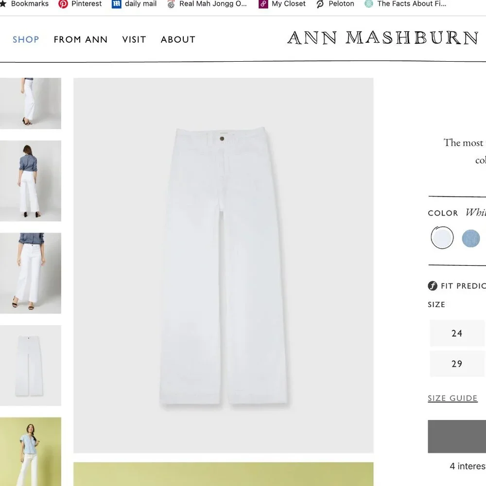 Ann Mashburn Coco Patch Pocket Jean White Stretch Denim Size 26 - Picture 6 of 10